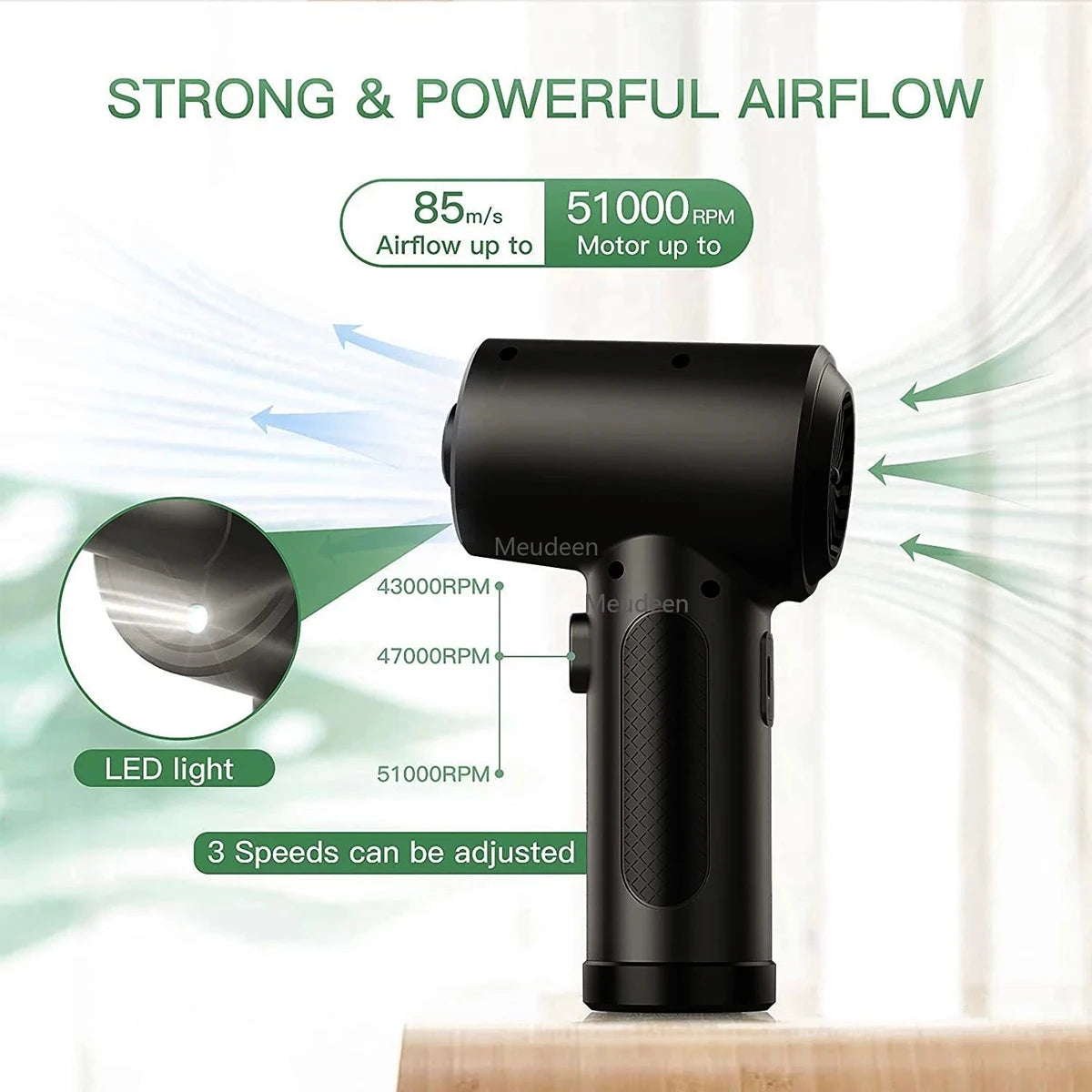 Cordless Electric Air Duster – 51000RPM Wireless Compressed Air Blower