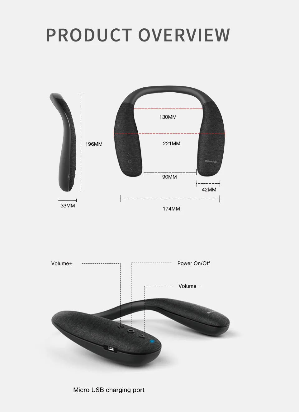 EBS-908 Wearable Neckband Speaker – Bluetooth 5.0 Surround Sound