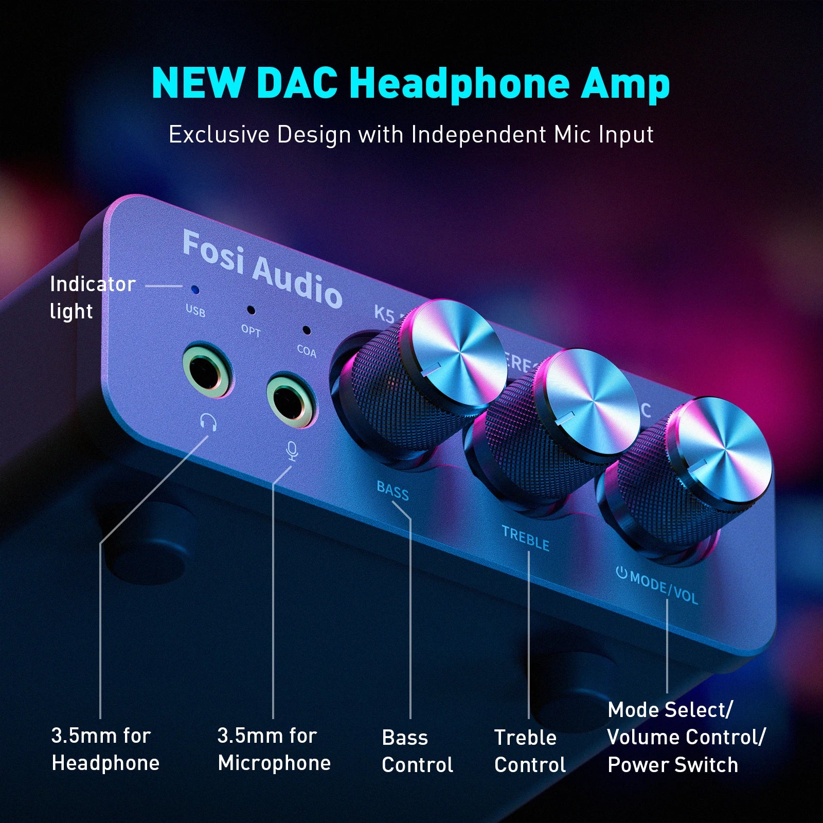 Fosi Audio K5 PRO – USB DAC & Headphone Amplifier