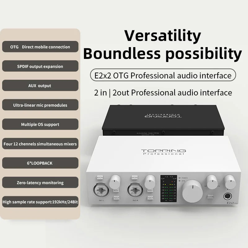 TOPPING E2x2 OTG – 2-in/2-out Audio Interface