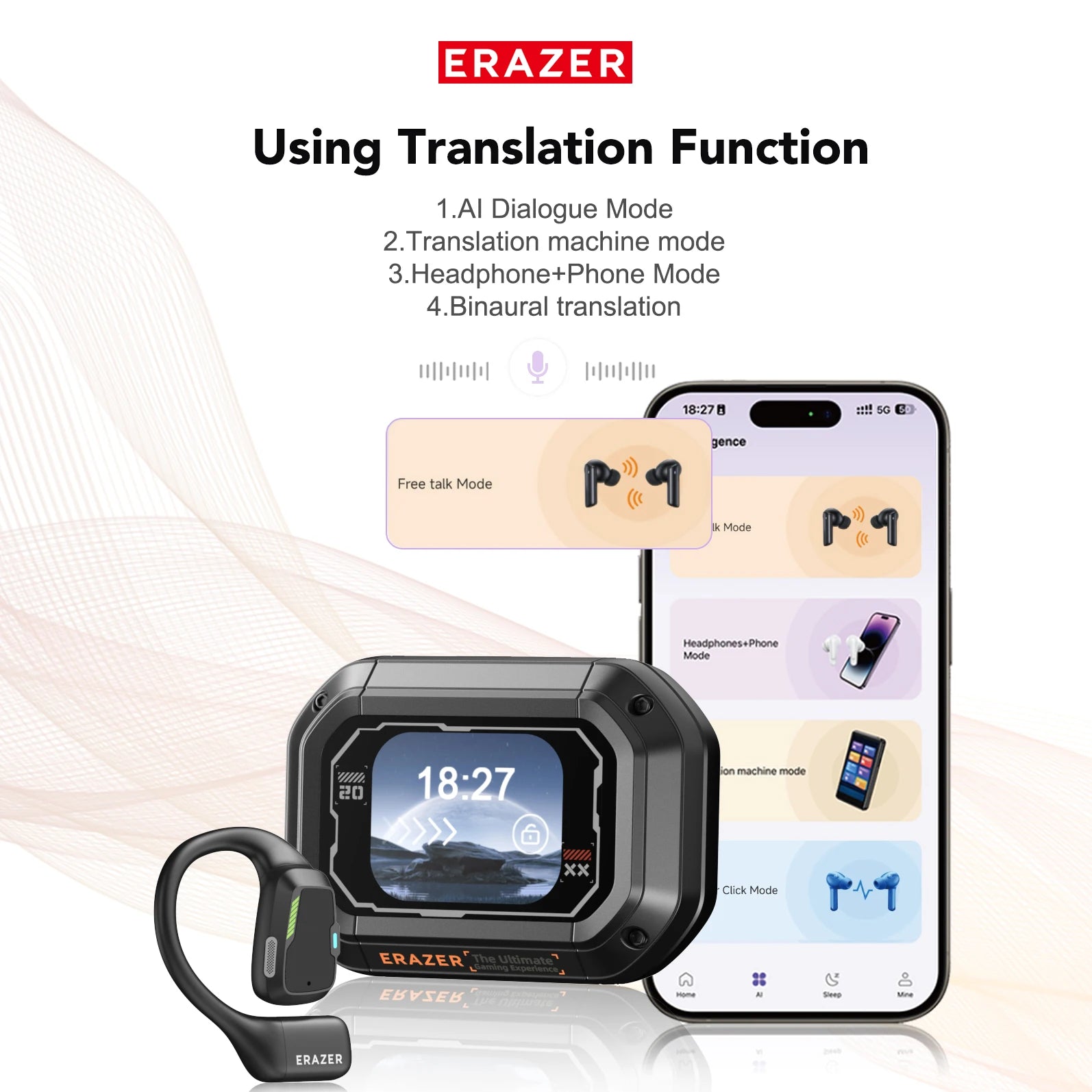 Erazer XP6 AI Bluetooth Earphones – Translator & Wireless Headset
