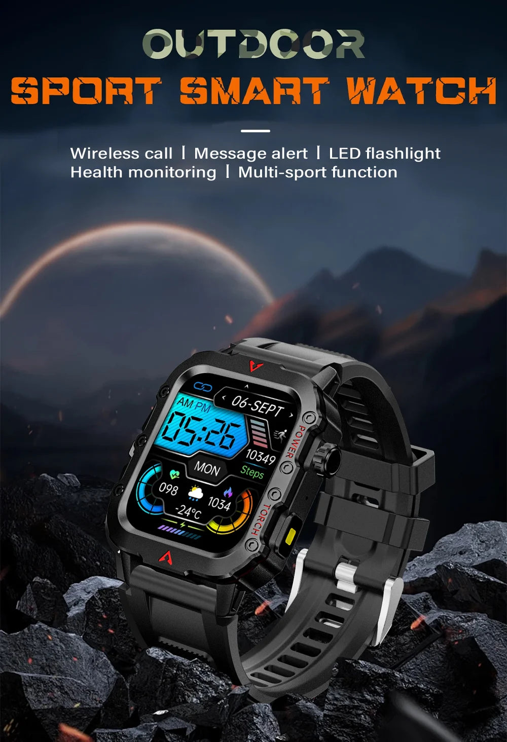 LAXASFIT Men’s Sports Smart Watch – 1.71″ LED Display