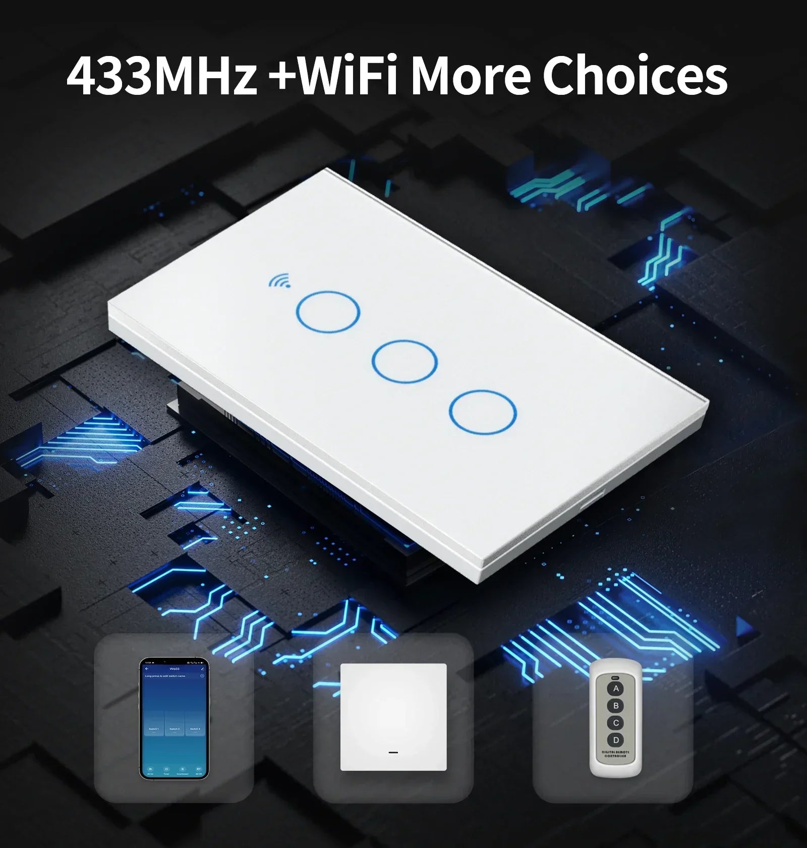 TNCE Tuya WiFi/Zigbee Wall Switch – 1/2/3/4 Gang