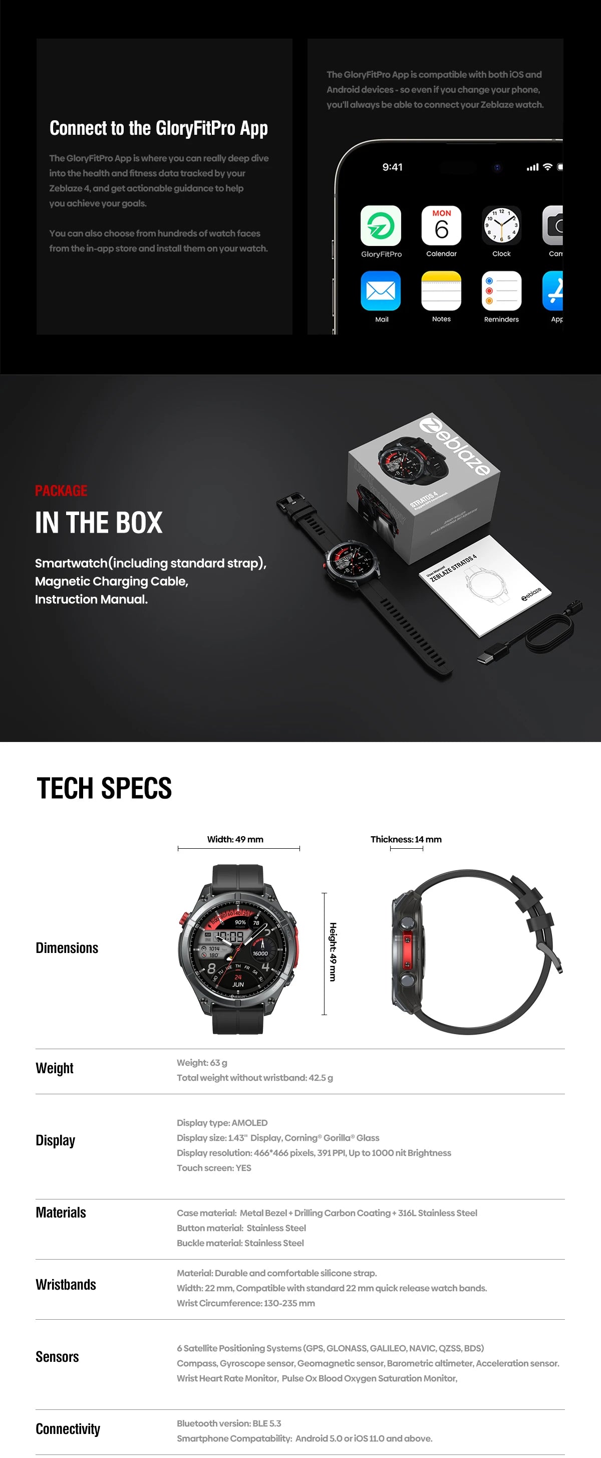 Zeblaze Stratos 4 – 2025 GPS Smartwatch 1.43" AMOLED