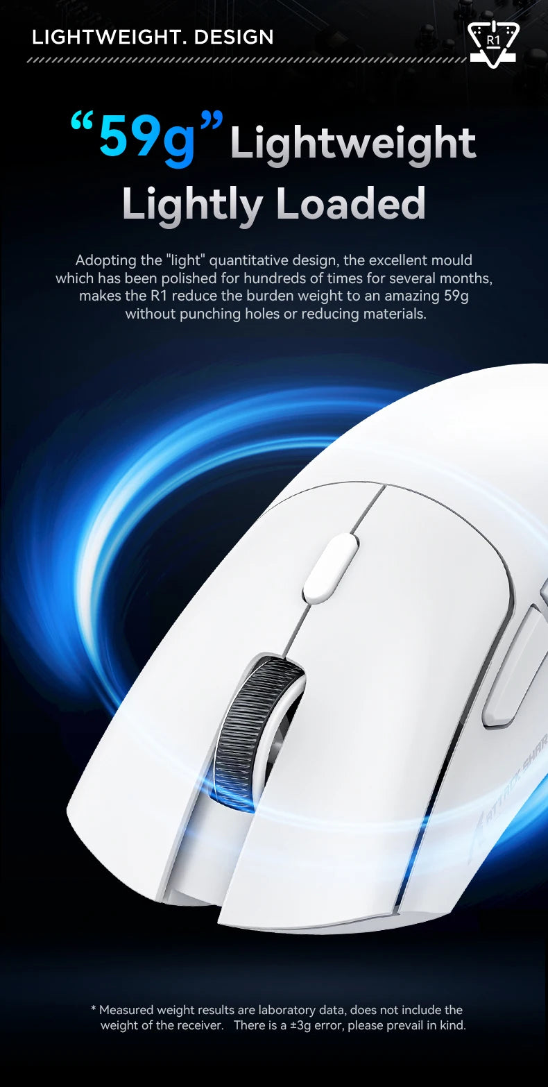 Attack Shark R1 Wireless Gaming Mouse – PAW3311 Sensor & Tri-Mode