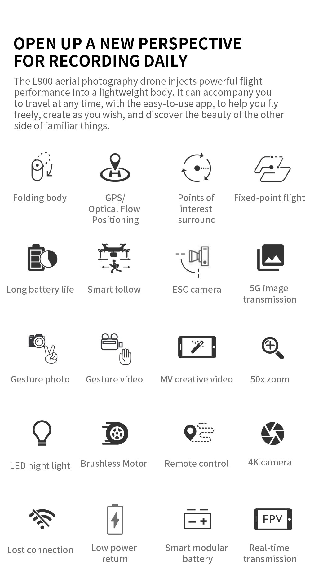 L900 Pro GPS Drone with 4K Dual Camera