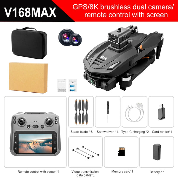 2025 V168 Pro MAX GPS Drone with 8K HD Camera