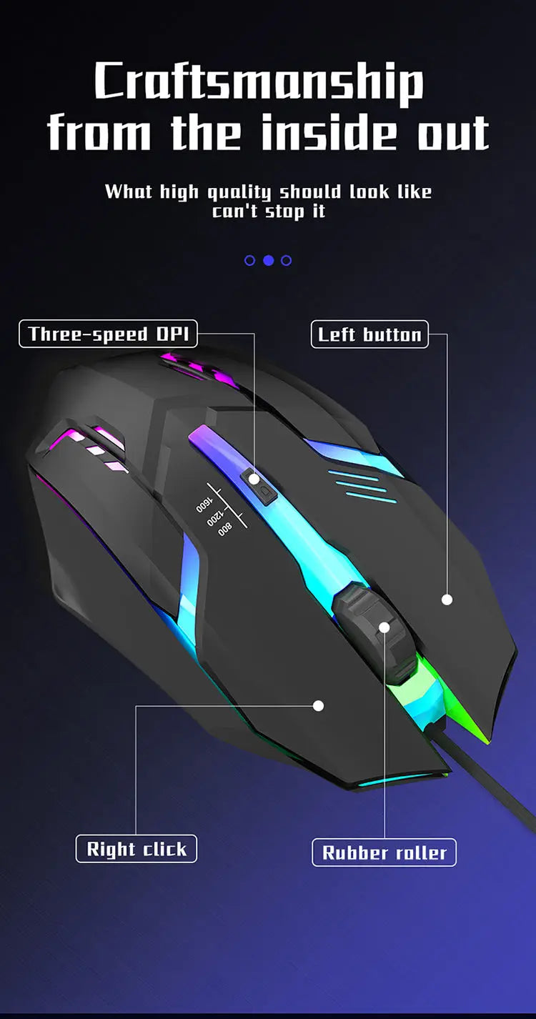 2025 Ergonomic Gaming Mouse – USB Backlit