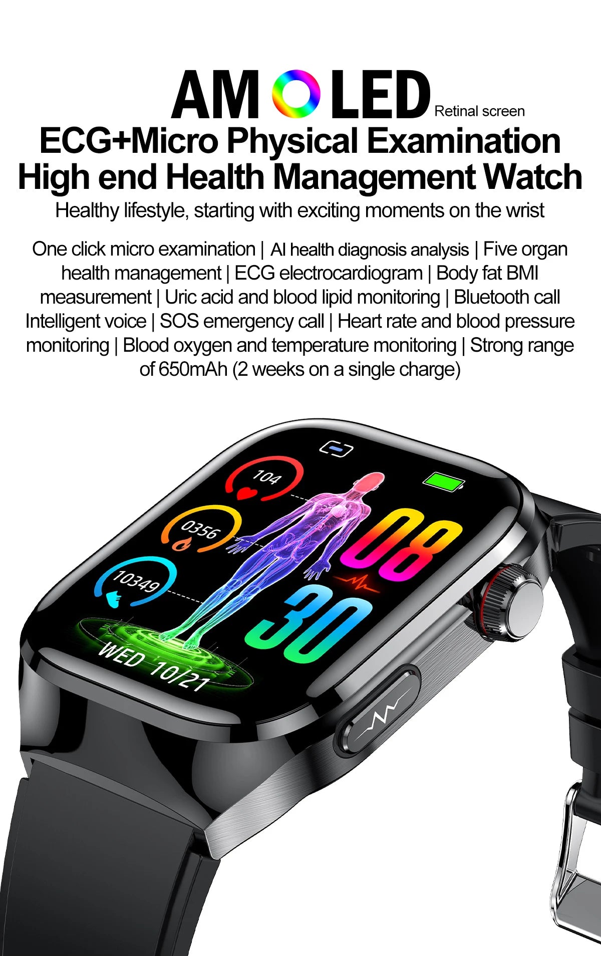 2025 Smart Health Watch – Uric Acid & Body Fat Monitor