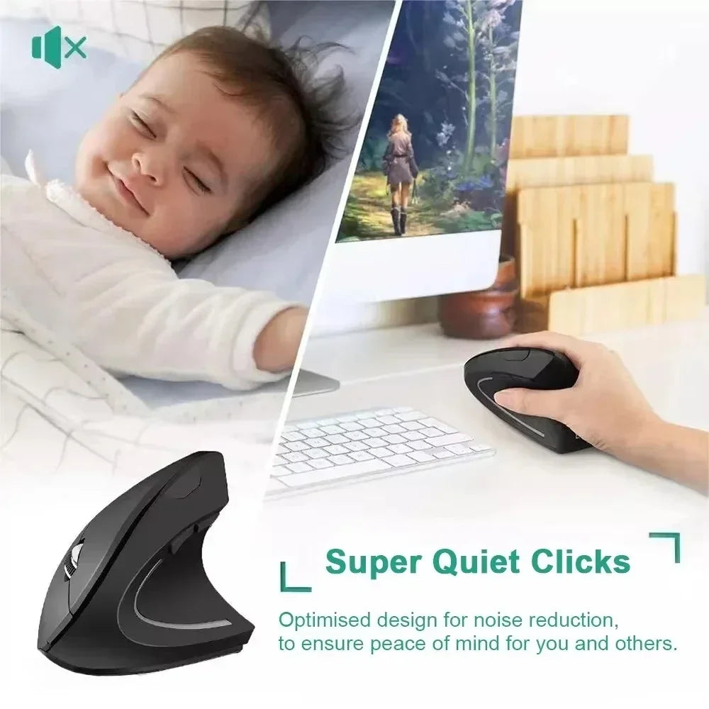 Ergonomic Vertical Wireless Mouse – 2.4GHz