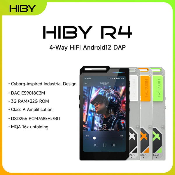 HiBy R4 HiFi Music Player – Android 12, Bluetooth & WiFi