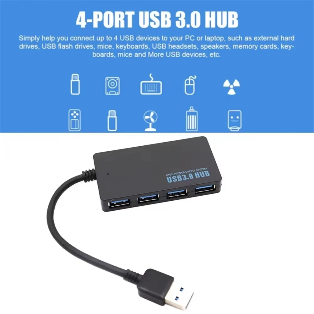 USB 3.0 4-Port Hub Adapter for Laptop/PC
