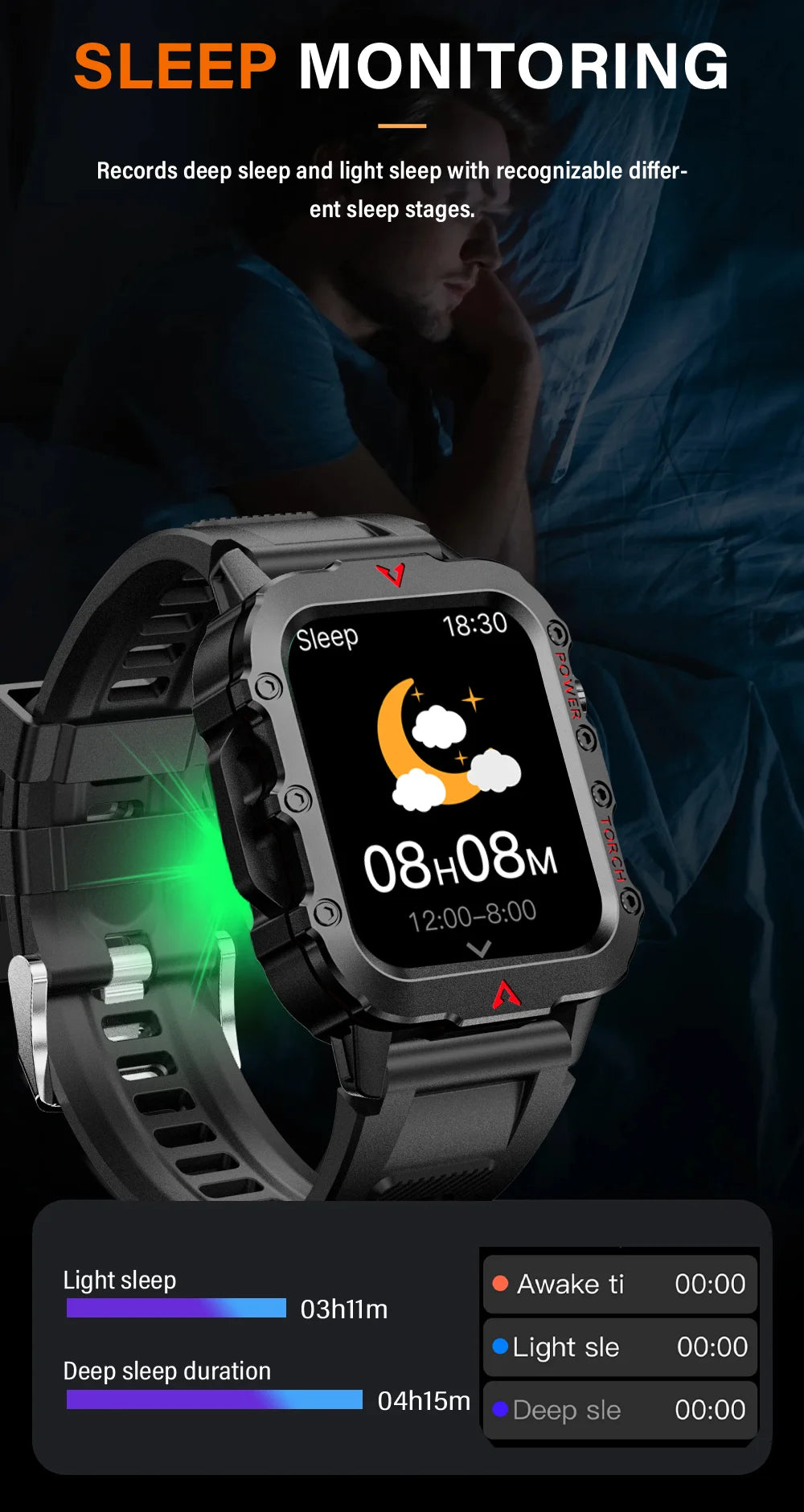 LAXASFIT Men’s Sports Smart Watch – 1.71″ LED Display