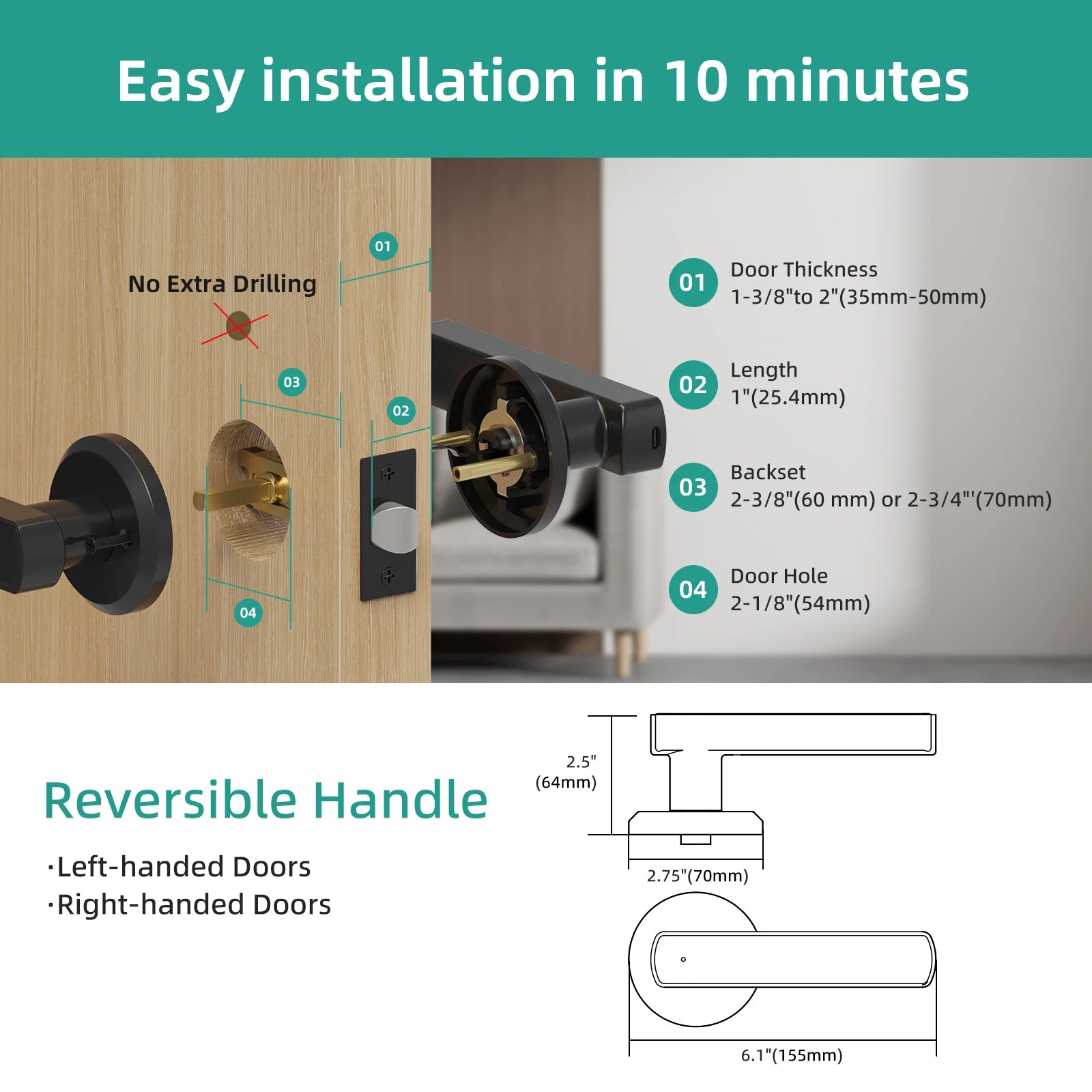 Viladepot Smart Fingerprint Door Lock – Touchscreen Keypad