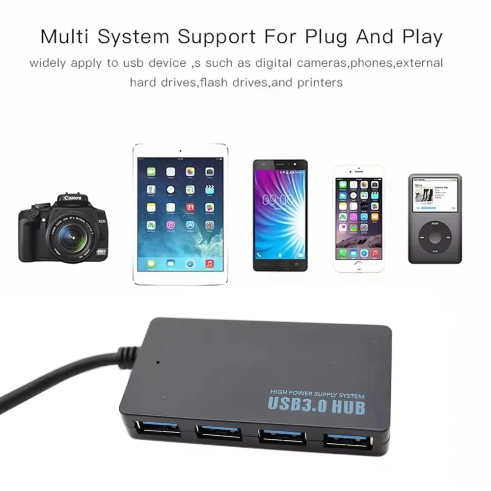 USB 3.0 4-Port Hub Adapter for Laptop/PC