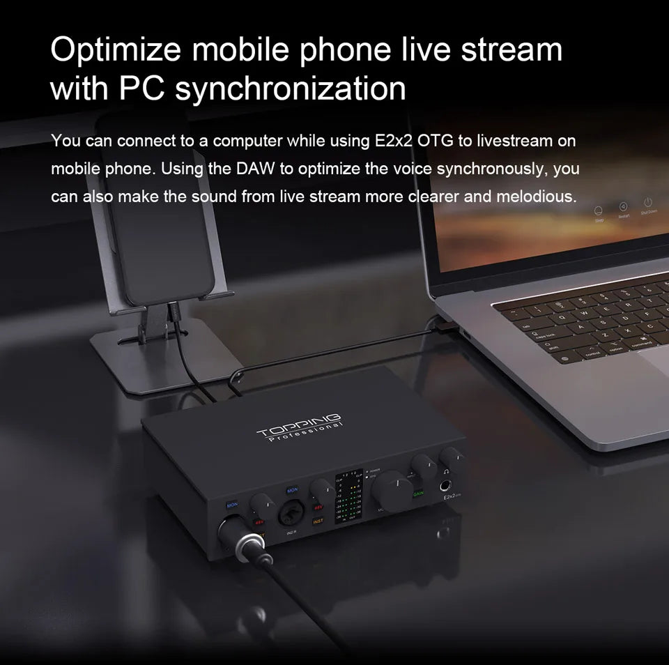 TOPPING E2x2 OTG – 2-in/2-out Audio Interface
