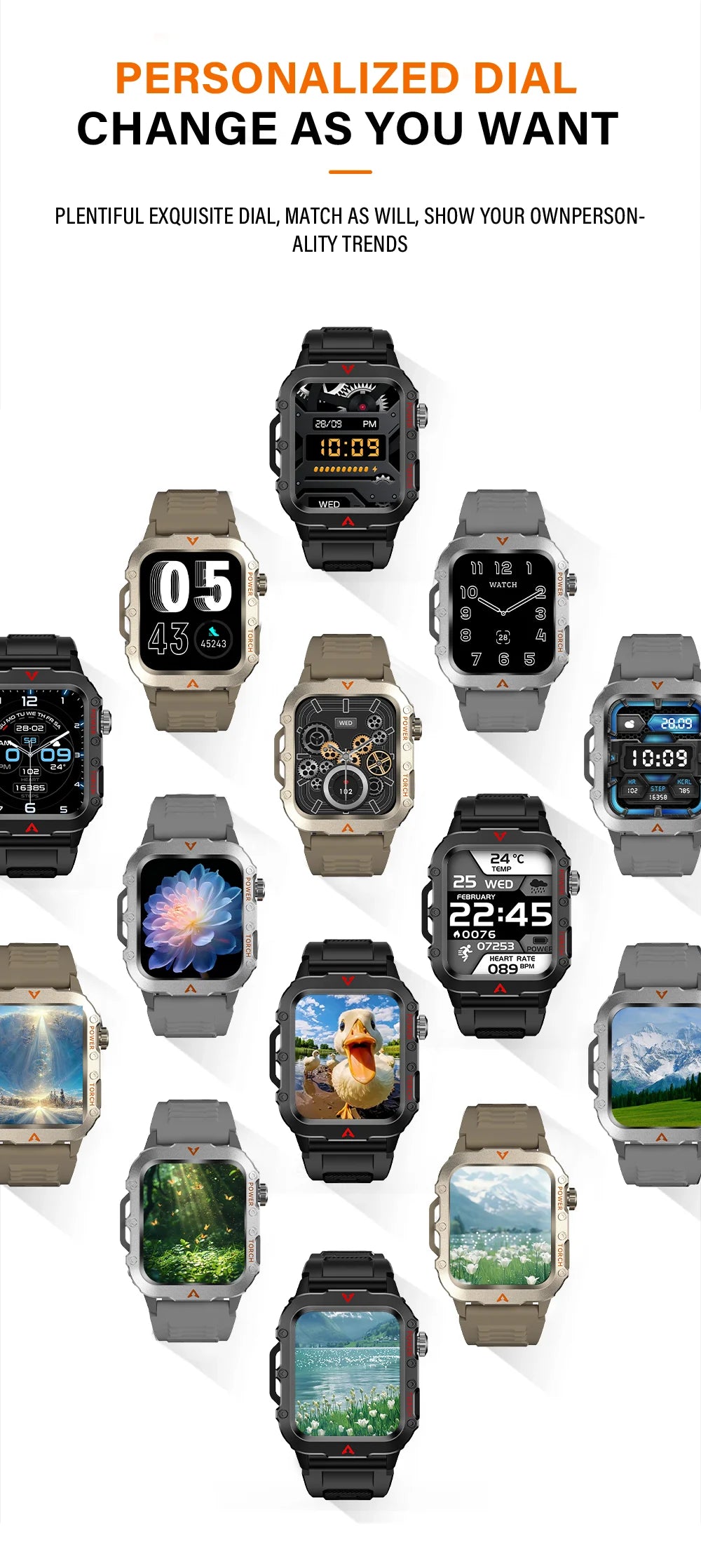 LAXASFIT Men’s Sports Smart Watch – 1.71″ LED Display