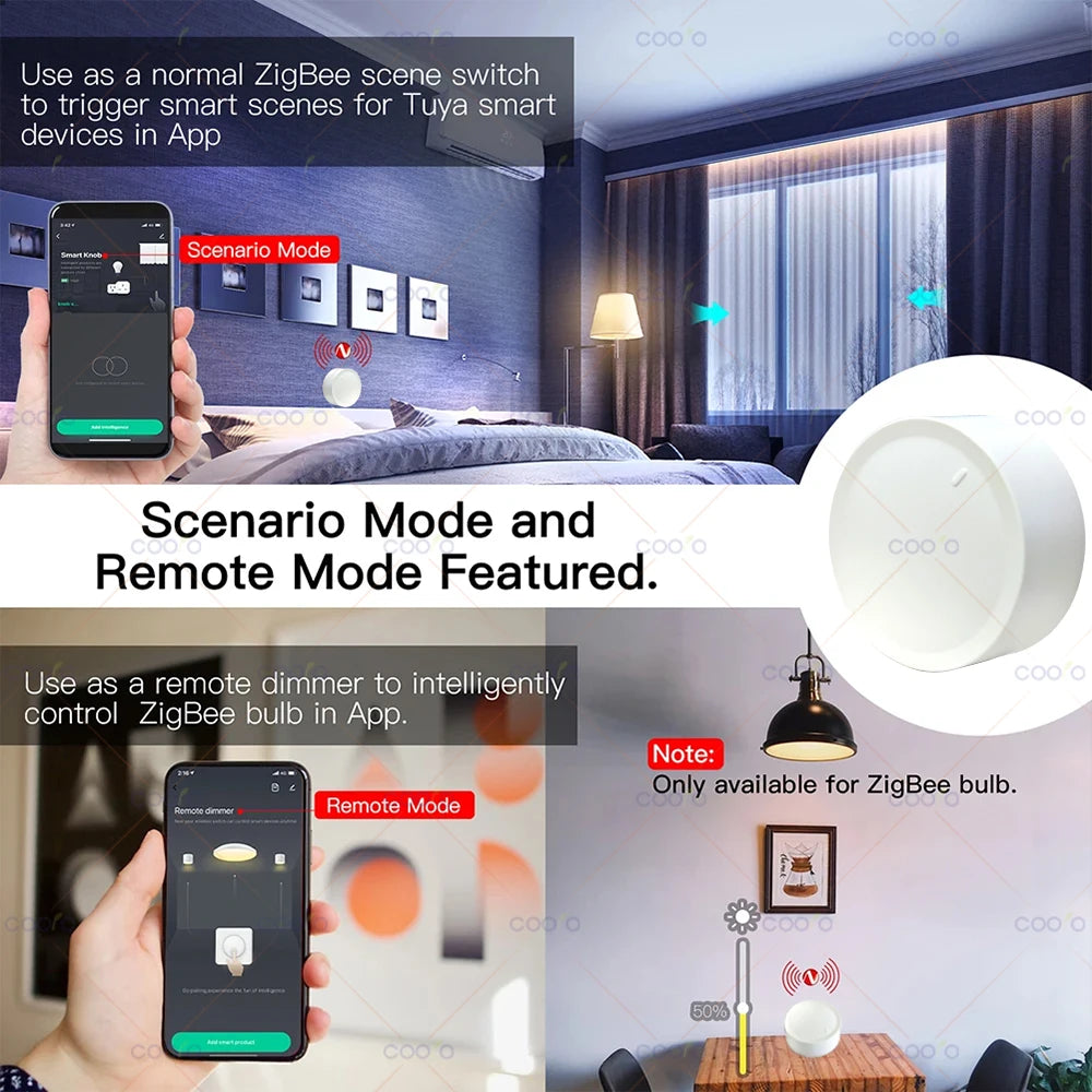 Tuya ZigBee Smart Knob Switch – Rotatable DIY Dimmer