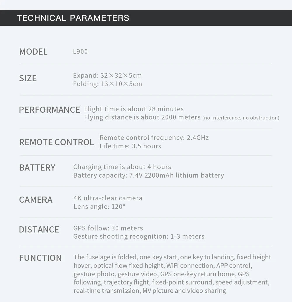 L900 Pro GPS Drone with 4K Dual Camera