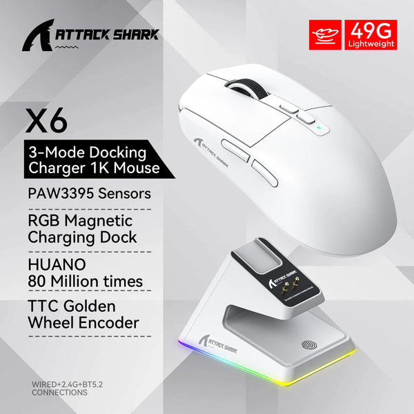 Attack Shark X6 Bluetooth Gaming Mouse – PAW3395 & Tri-Mode