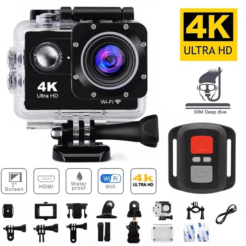 4K Ultra HD Action Camera – 2" Waterproof Helmet Sport Cam