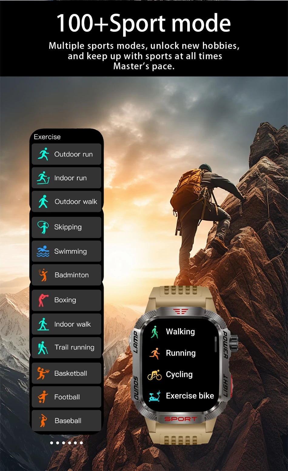 Military GPS Smartwatch for Men – Compass, Flashlight & Bluetooth Call