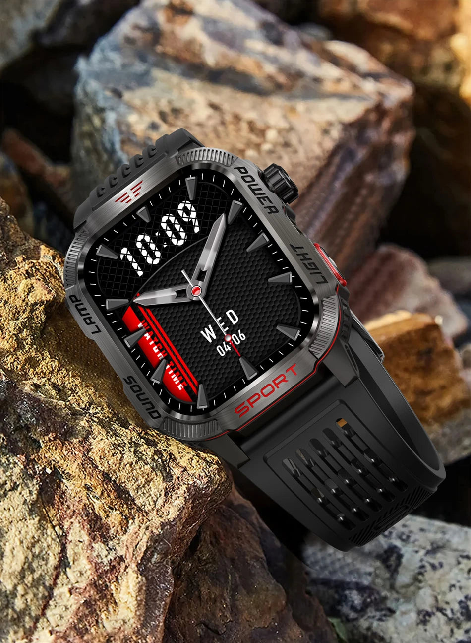 Military GPS Smartwatch for Men – Compass, Flashlight & Bluetooth Call