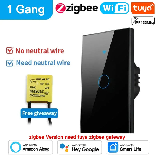 TNCE Tuya WiFi/Zigbee Wall Switch – 1/2/3/4 Gang