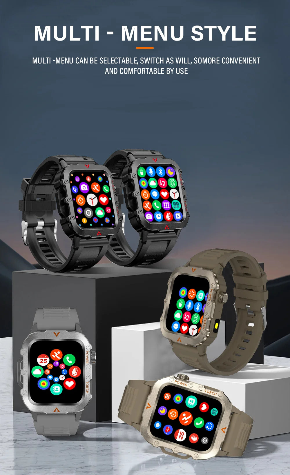 LAXASFIT Men’s Sports Smart Watch – 1.71″ LED Display