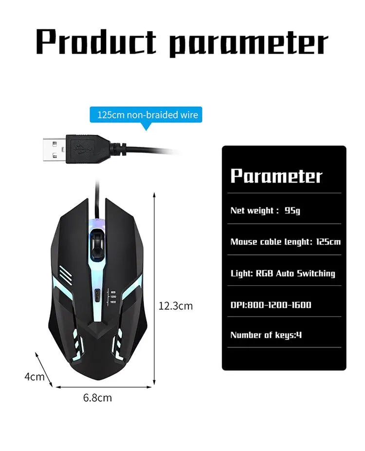 2025 Ergonomic Gaming Mouse – USB Backlit