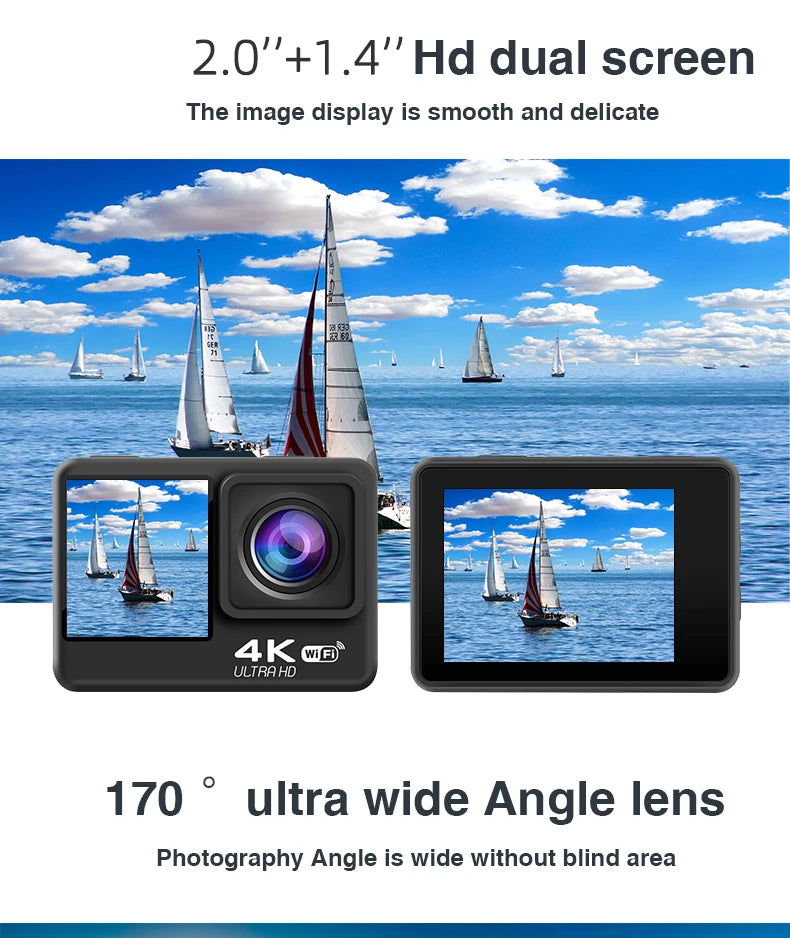 4K Ultra HD Action Camera – 2" Waterproof Helmet Sport Cam