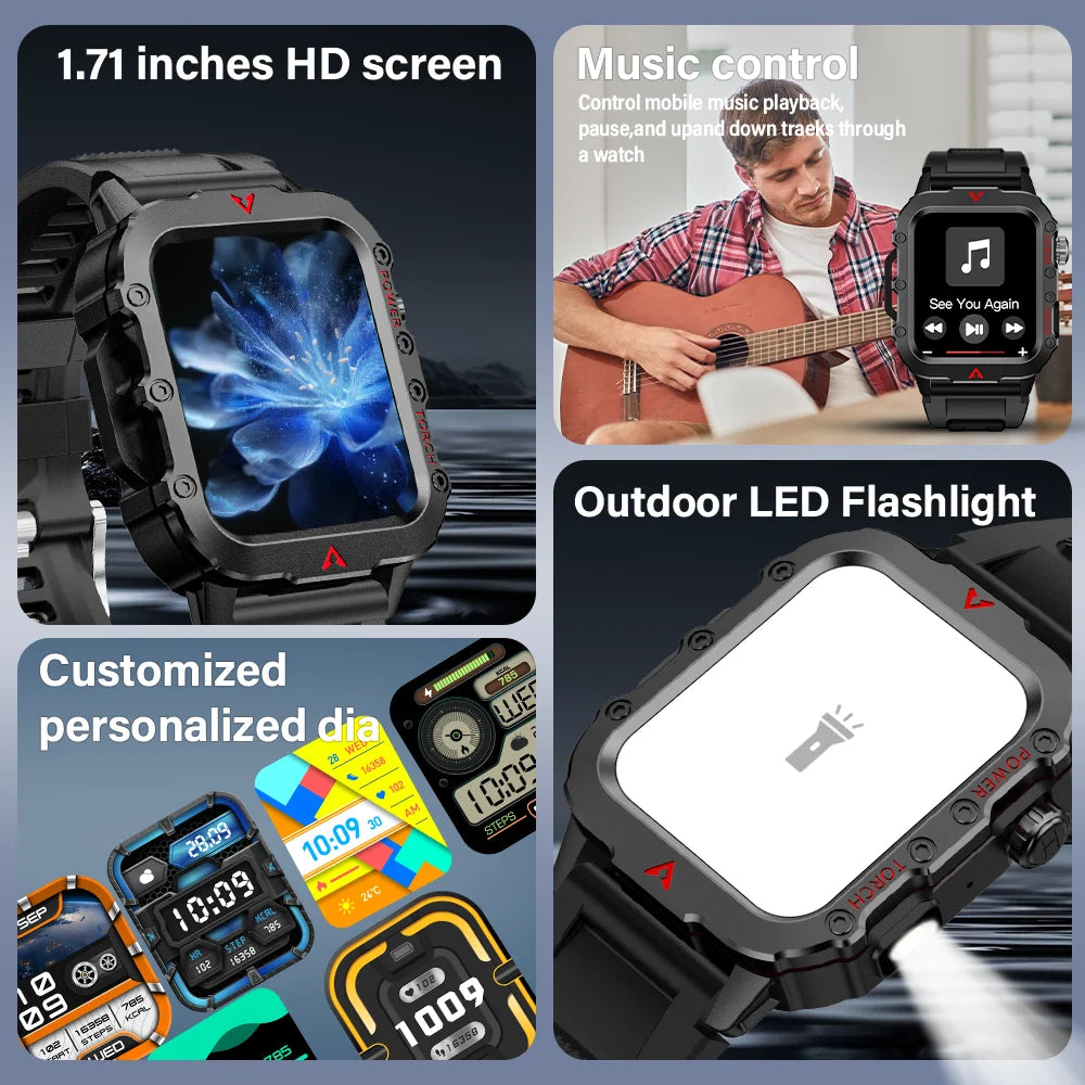 LAXASFIT Men’s Sports Smart Watch – 1.71″ LED Display