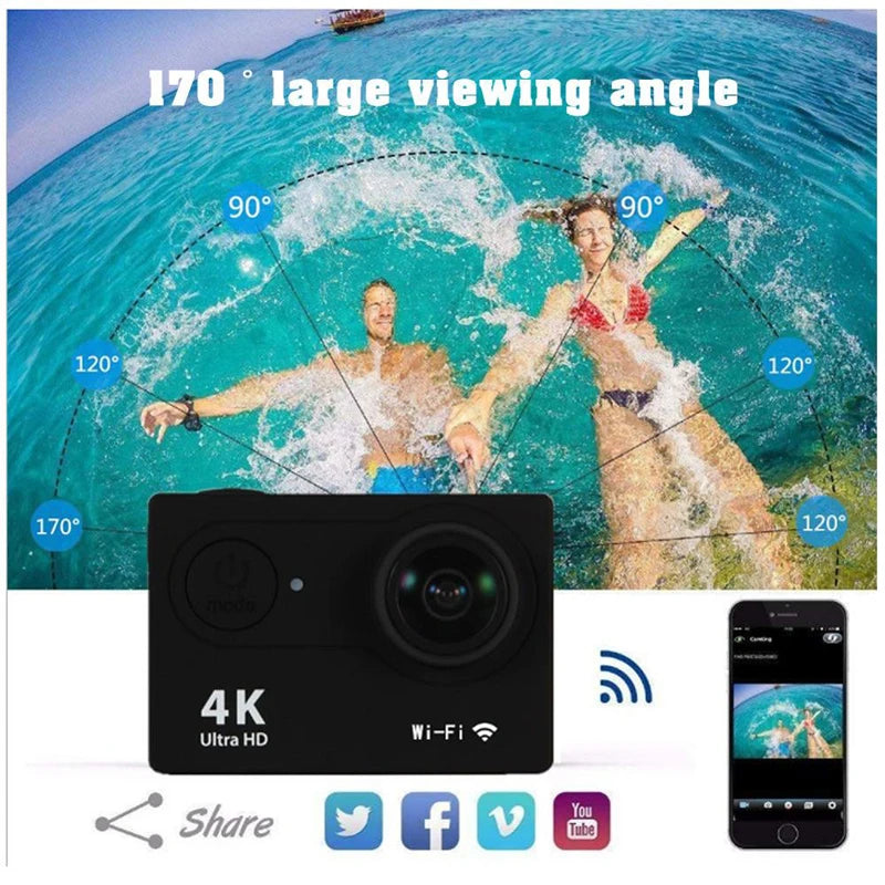4K Ultra HD Action Camera – 2" Waterproof Helmet Sport Cam