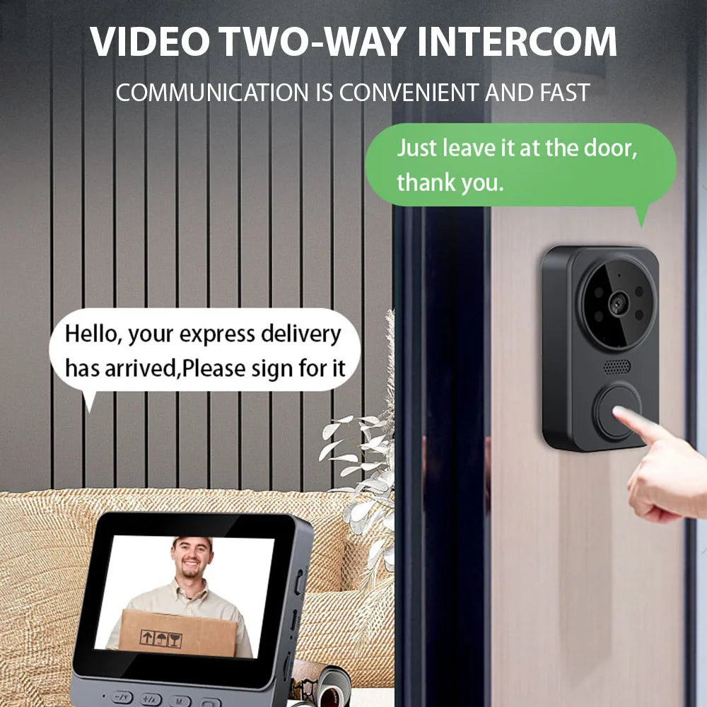 Wireless Video Doorbell with 4.3" HD Screen & WiFi Intercom