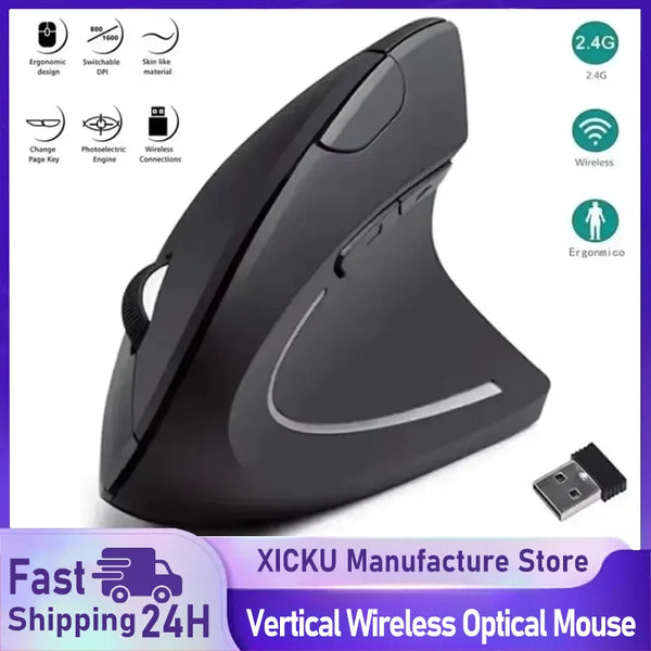 Ergonomic Vertical Wireless Mouse – 2.4GHz