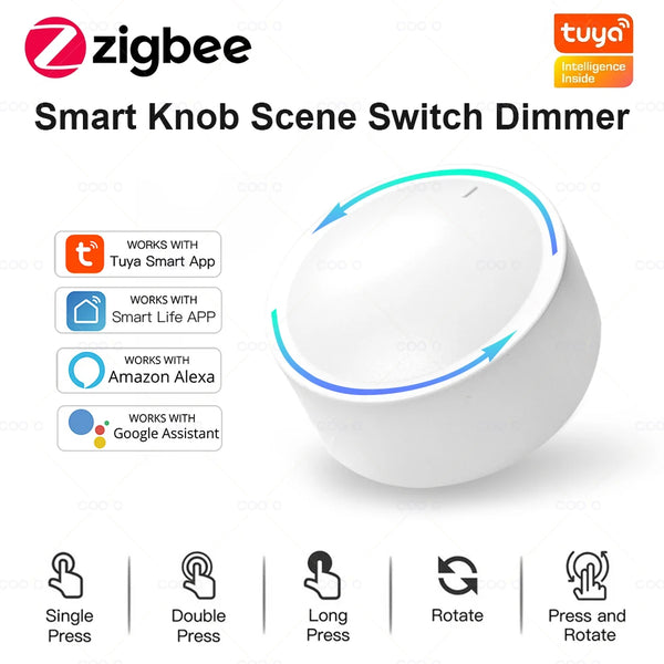 Tuya ZigBee Smart Knob Switch – Rotatable DIY Dimmer