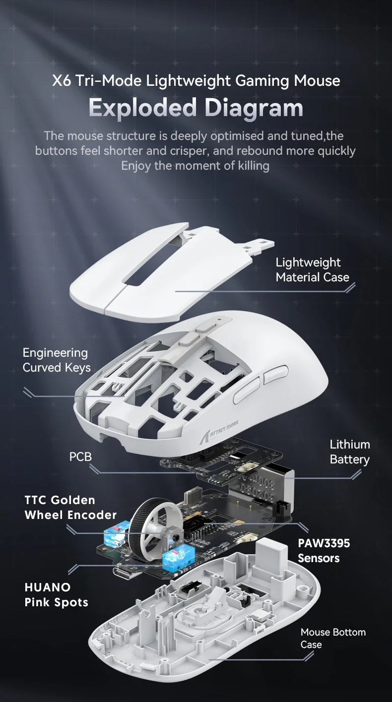 Attack Shark X6 Bluetooth Gaming Mouse – PAW3395 & Tri-Mode