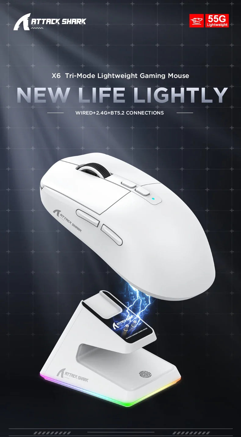 Attack Shark X6 Bluetooth Gaming Mouse – PAW3395 & Tri-Mode