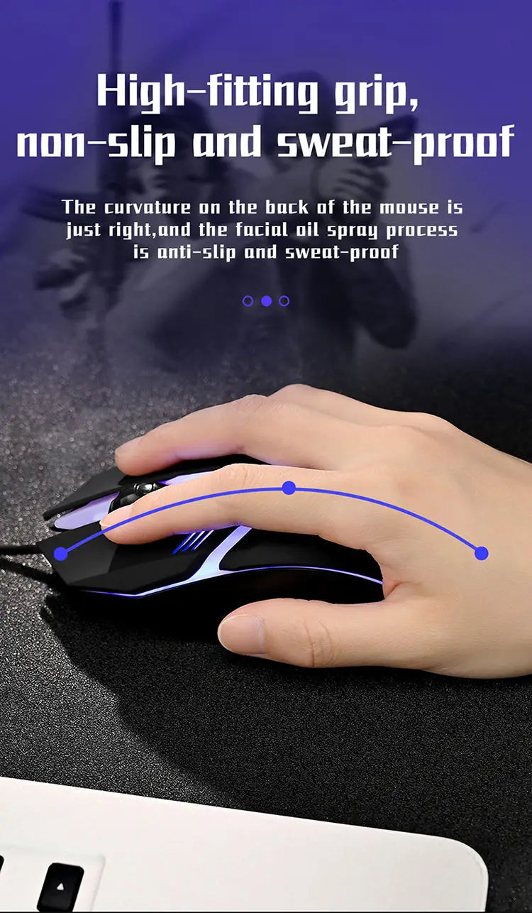 2025 Ergonomic Gaming Mouse – USB Backlit