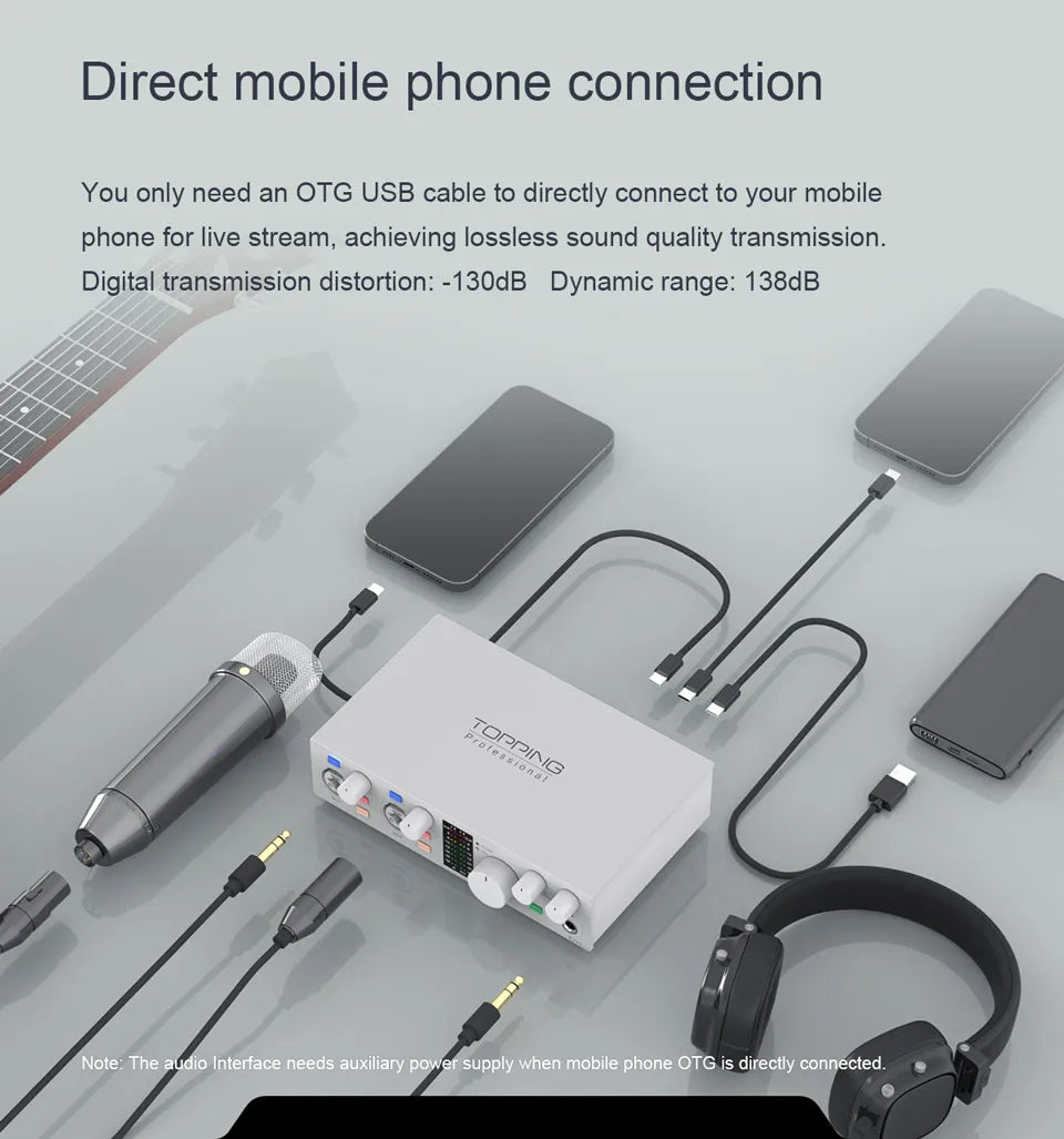TOPPING E2x2 OTG – 2-in/2-out Audio Interface