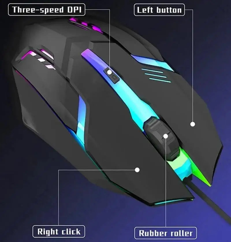 2025 Ergonomic Gaming Mouse – USB Backlit