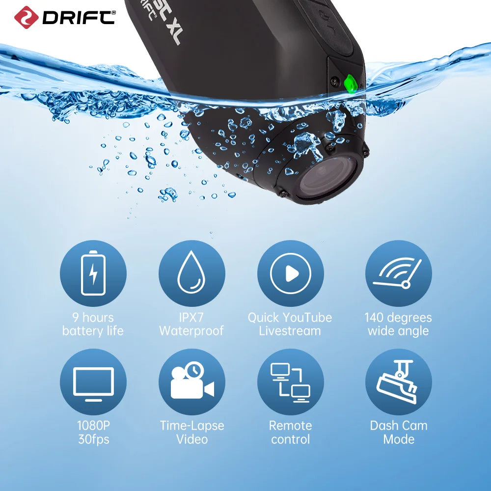 Drift Innovation Ghost XL – 1080p HD Action Camera with Rotating Lens