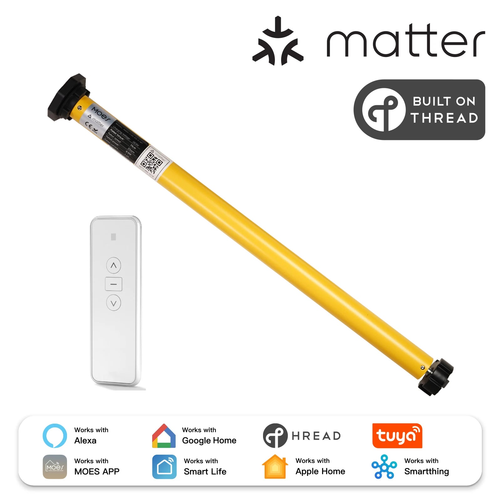 MOES Tuya Matter Smart Roller Blind Motor – 38mm Tube