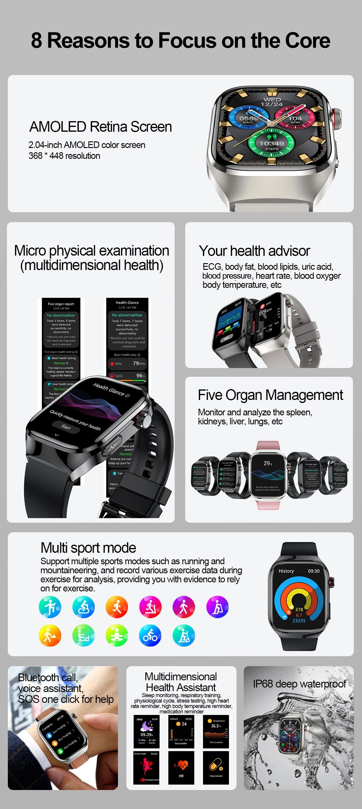 2025 Smart Health Watch – Uric Acid & Body Fat Monitor