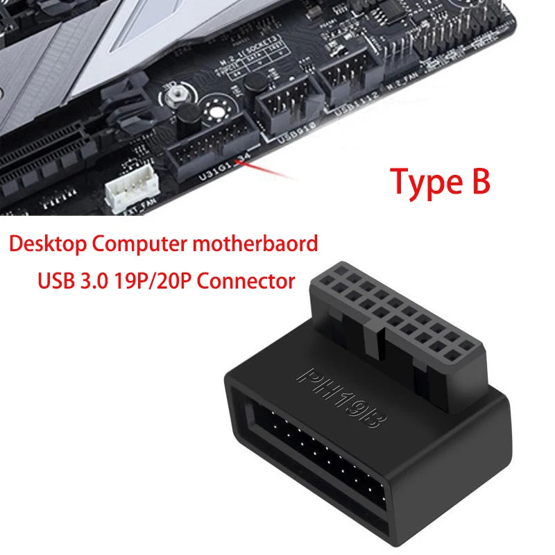 USB 3.0 19/20-Pin Motherboard Adapter – 90° Connector