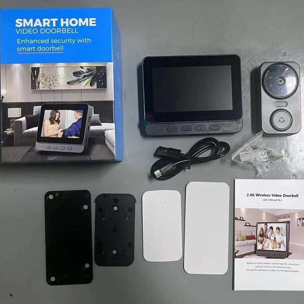 Wireless Video Doorbell with 4.3" HD Screen & WiFi Intercom