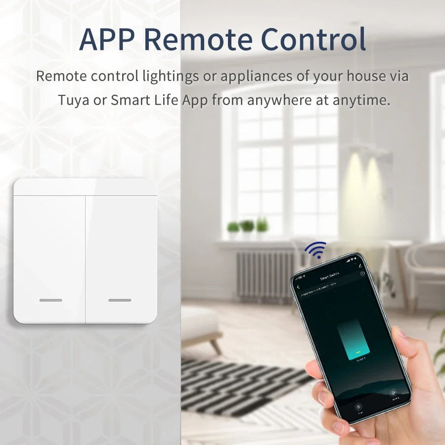 WiFi Smart Switch – Tuya LED Control, Voice & RF Remote