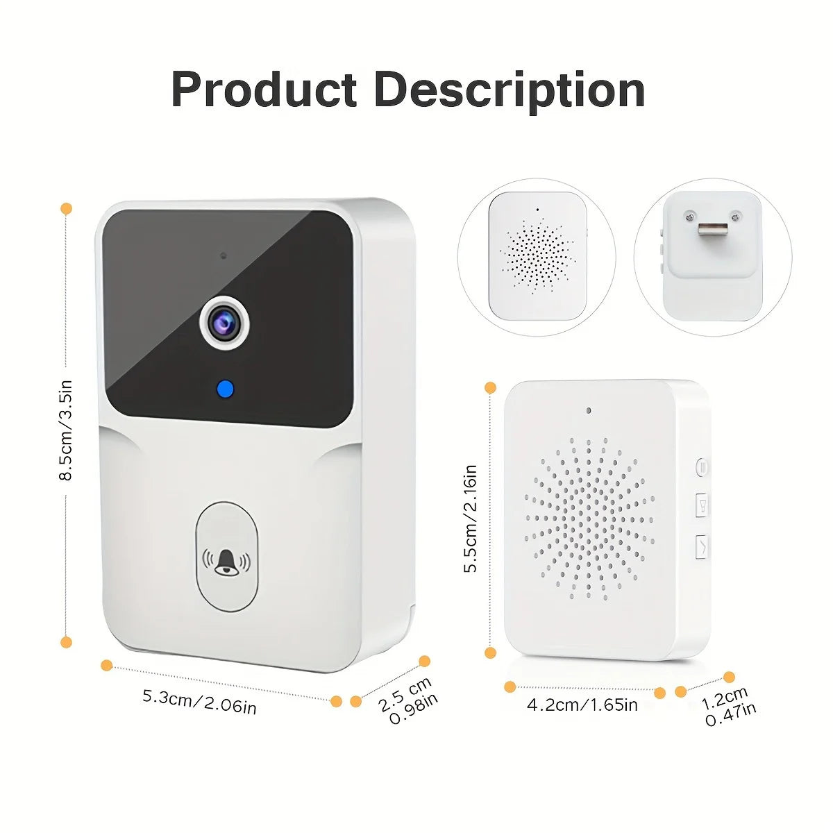 Tuya Wireless Smart Video Doorbell – WiFi Camera with 2-Way Audio & Night Vision