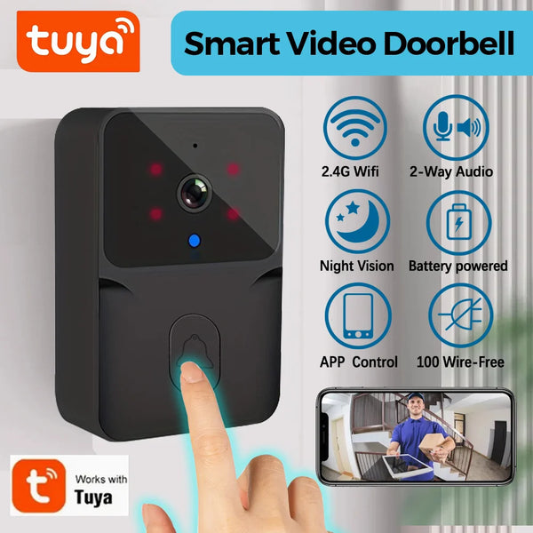 Tuya Wireless Smart Video Doorbell – WiFi Camera with 2-Way Audio & Night Vision