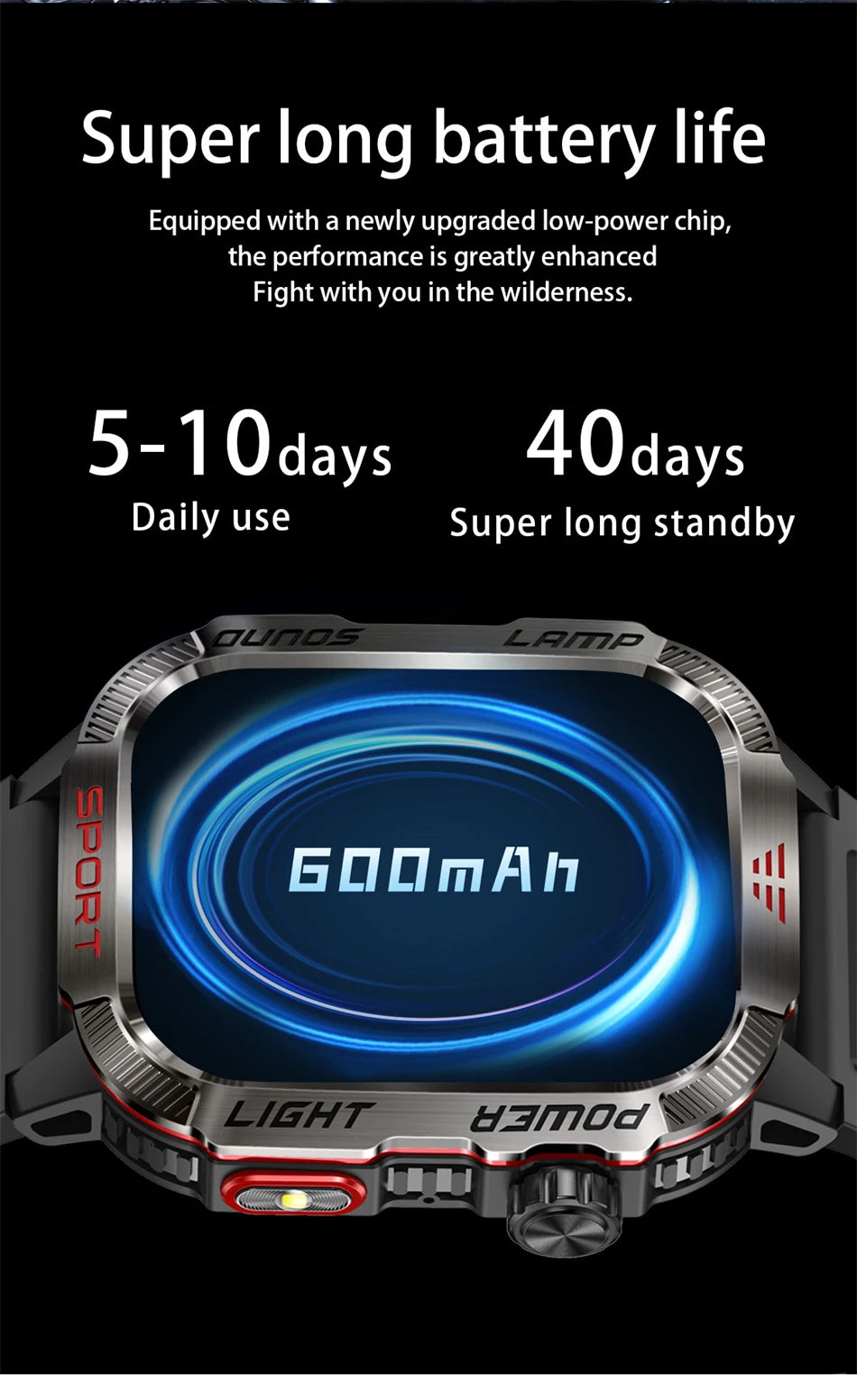 Military GPS Smartwatch for Men – Compass, Flashlight & Bluetooth Call